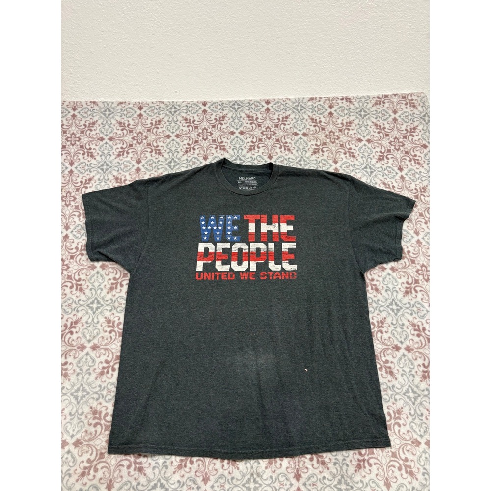 Melmarc We The People United We Stand Patriotic T-Shirt Mens 2XL Gray Distressed